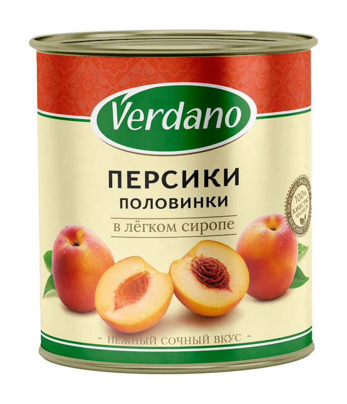 Персики половинки в сиропе, Verdano