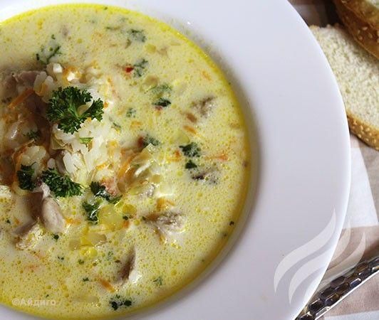 Сырный суп с рисом 