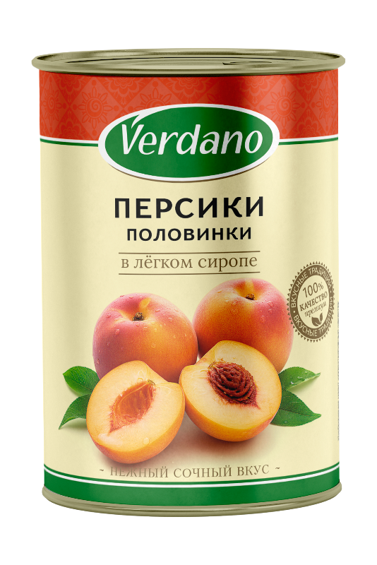 Персики половинки в сиропе, Verdano
