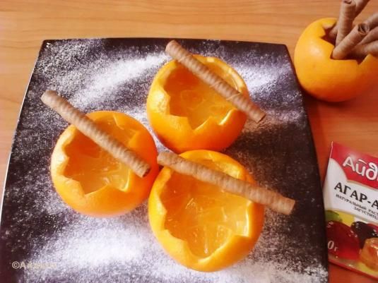 Мандарины в апельсиновом желе
