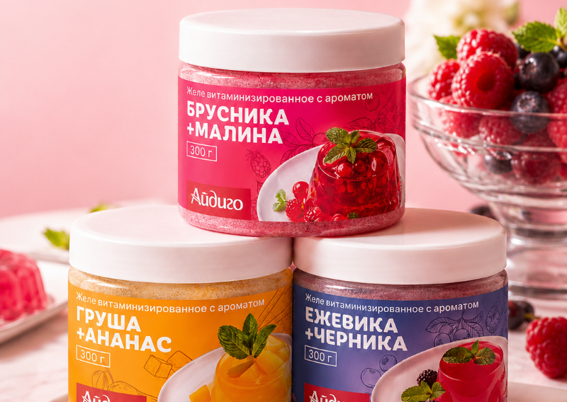 Новинка! Любимое желе Айдиго теперь в больших банках - набор из 3 вкусов