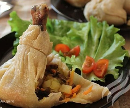 Курочка в тесте с грибами и овощами