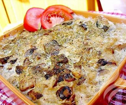 Рыба, запеченная с грибами