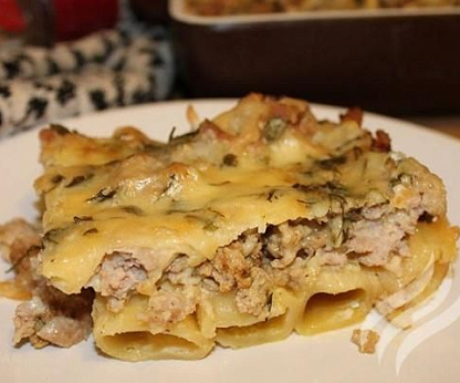 Лазанья мясная с макаронами