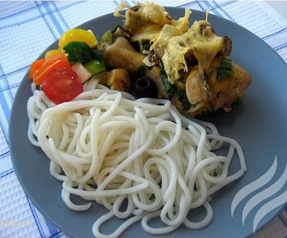 Курица, запеченная с грибами
