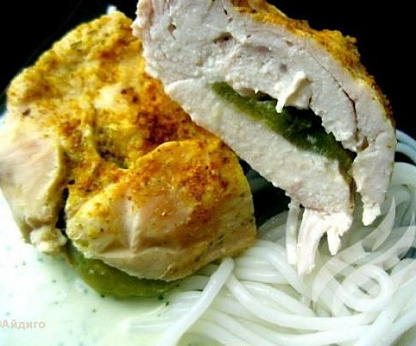 Куриные грудки, запечёные с киви