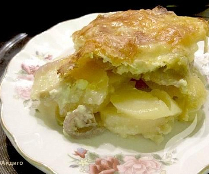 Мясо "Нежное" с луком и грибами