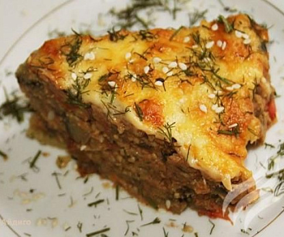 Ленивый пирог с баклажаном и кунжутом