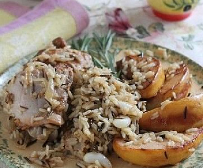 Курица с айвой и рисом в сидре