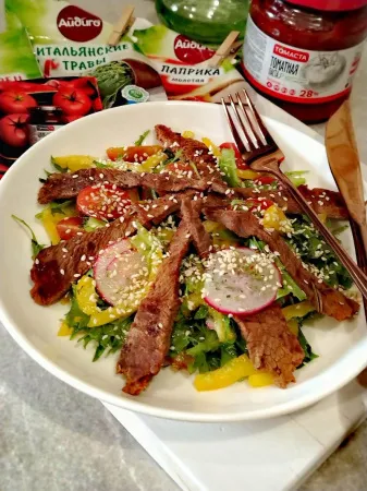 Салат с говядиной