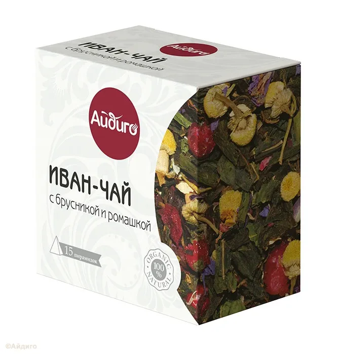 Иван-чай в пирамидках с брусникой и ромашкой, 15 пакетиков